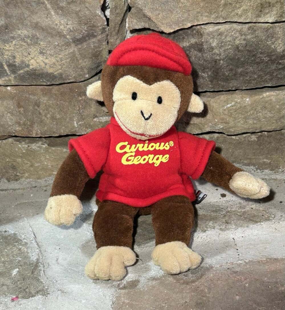 Vintage GUND little 6” Curious George the Monkey Red Shirt and Hat
